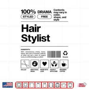 Design Hair Stylist Barcode Professional Hairstylist Shirt