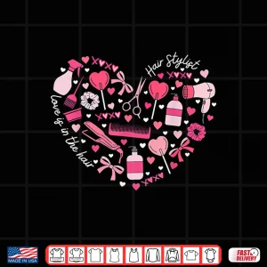 Design Hair Stylist ValentineS Day Heart Hairdresser Shirt