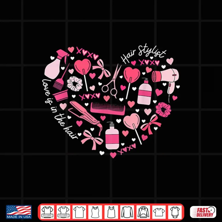 Design Hair Stylist ValentineS Day Heart Hairdresser Shirt