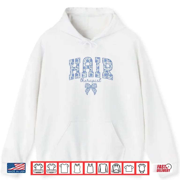 Hoodie Hair Therapist Coquette Bow Cosmetology Graduation Shirt