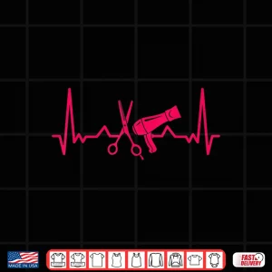 Design Hairdresser Gift Scissors Dryer Heartbeat Hairstylist Shirt