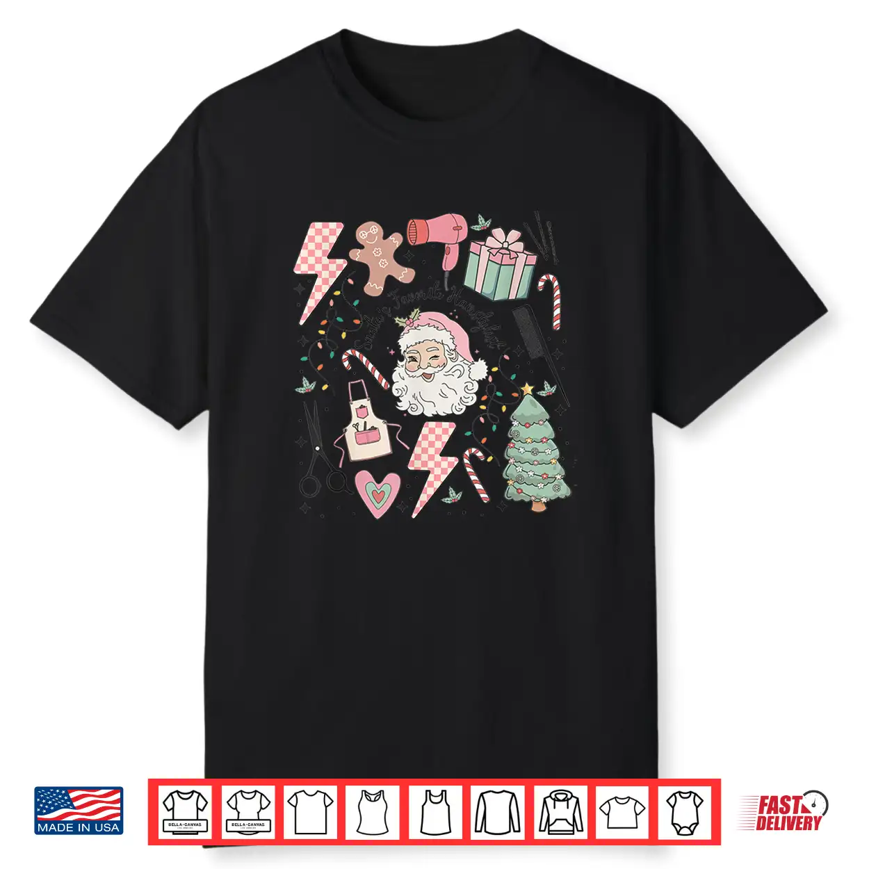 Retro Christmas Hairstylist Santas Favorite Hair Stylist Shirt Retro Christmas Hairstylist Santas Favorite Hair Stylist Shirt