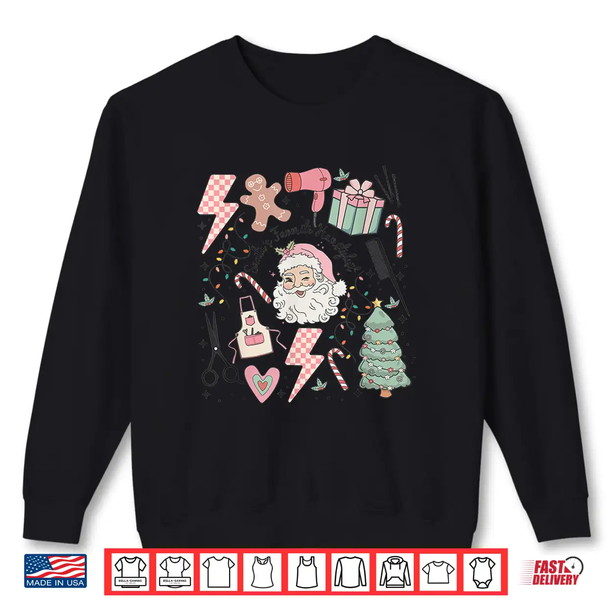 Retro Christmas Hairstylist Santas Favorite Hair Stylist Shirt Retro Christmas Hairstylist Santas Favorite Hair Stylist Shirt