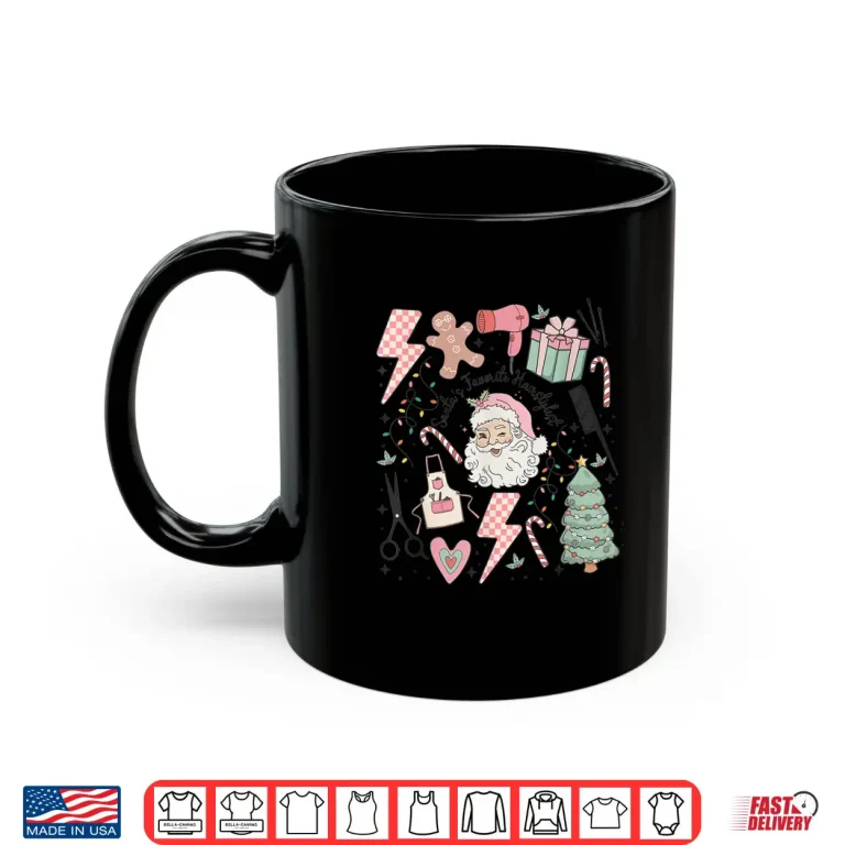 Mug Retro Christmas Hairstylist Santas Favorite Hair Stylist Shirt