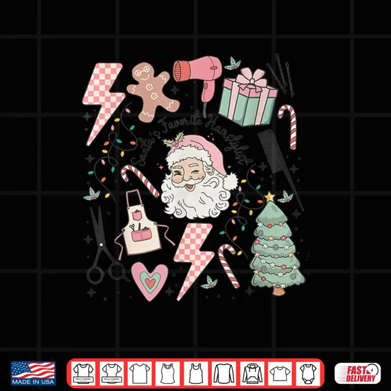 Design Retro Christmas Hairstylist Santas Favorite Hair Stylist Shirt