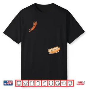 Hotdog High Dive Funny Cartoon Food Humor Shirt