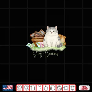 Design Stay Curious Cat Whimsical Garden Art Shirt 1