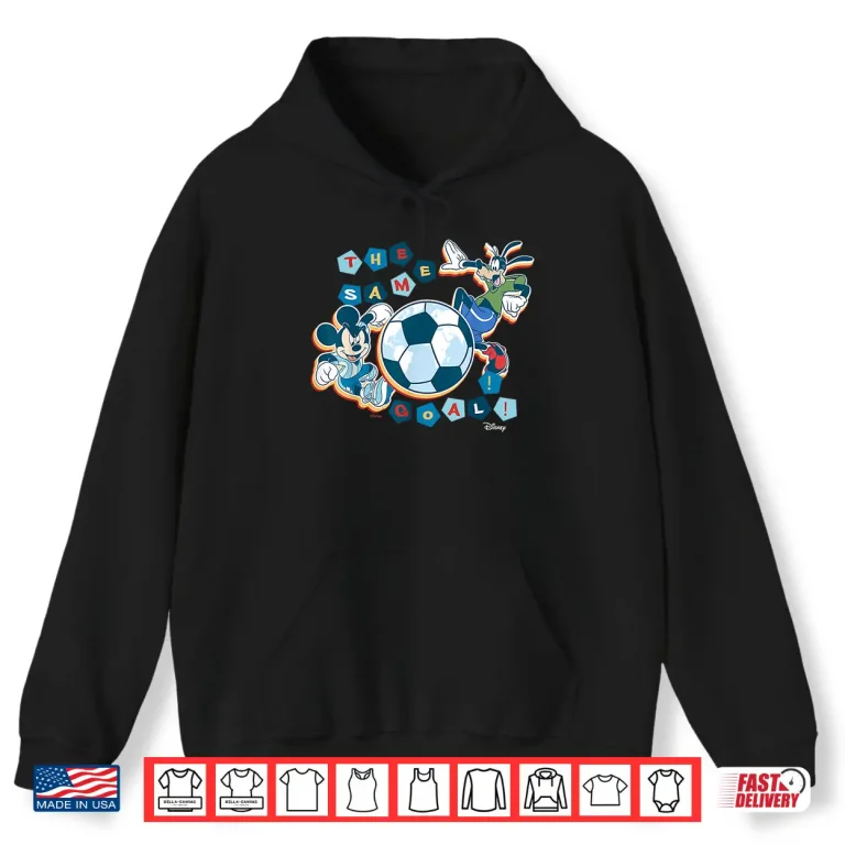 Hoodie Disney Mickey Mouse Soccer Goofy Goal World Map Shirt