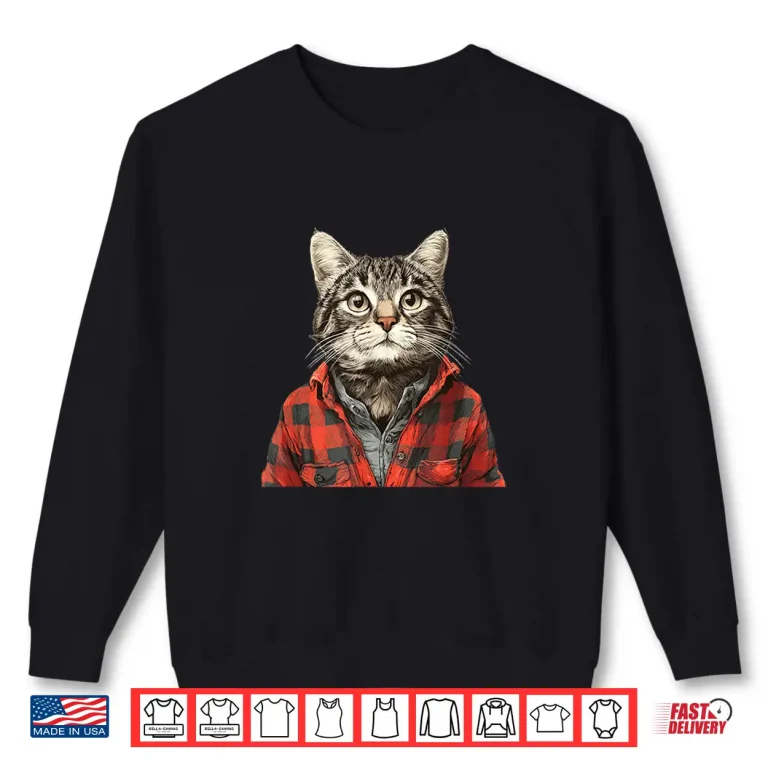 Sweatshirt Awesome Flannel Cat Look Graphic Apparel Shirt