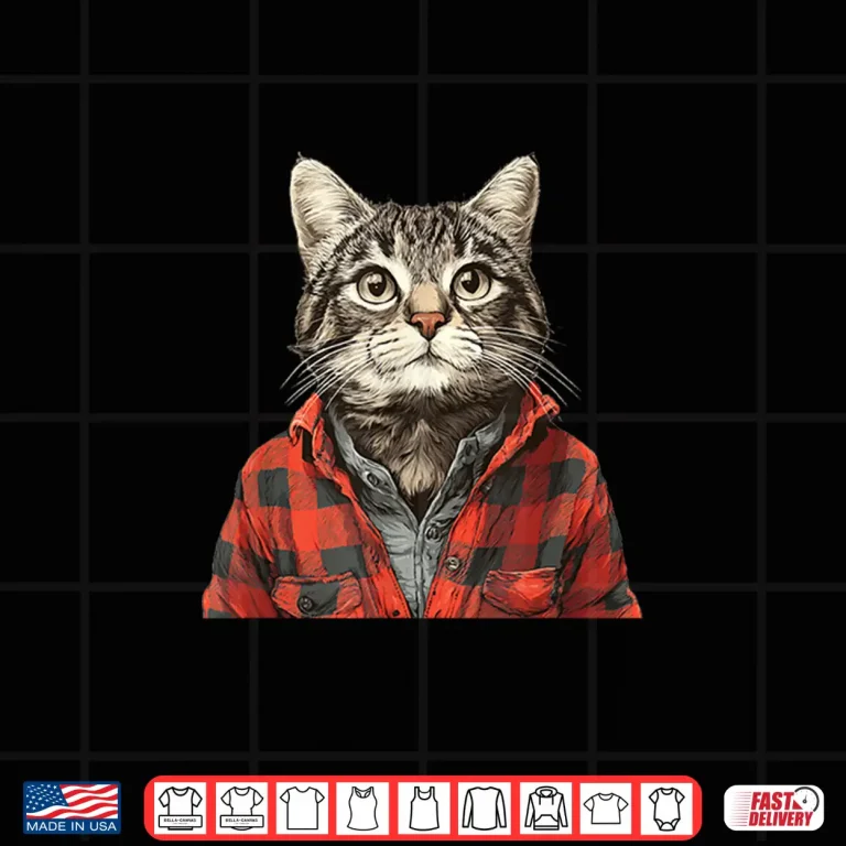 Design Awesome Flannel Cat Look Graphic Apparel Shirt