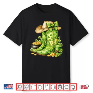 Retro Western Cowboy Boots St Patricks Day Women Shirt