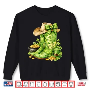 Sweatshirt Retro Western Cowboy Boots St Patricks Day Women Shirt