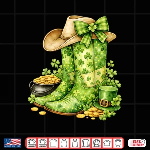 Design Retro Western Cowboy Boots St Patricks Day Women Shirt