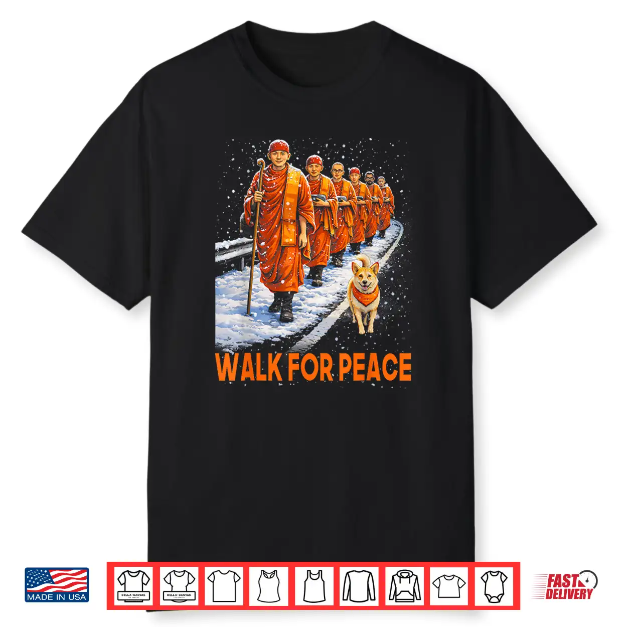 Walk For Peace 2026 Monks With Aloka Dog Peace Shirt Walk For Peace 2026 Monks With Aloka Dog Peace Shirt