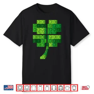 St Patricks Day Shamrock Building Blocks Bricks Boys Kids Shirt