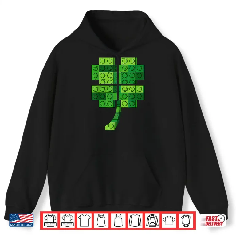 Hoodie St Patricks Day Shamrock Building Blocks Bricks Boys Kids Shirt