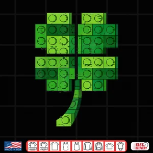 Design St Patricks Day Shamrock Building Blocks Bricks Boys Kids Shirt
