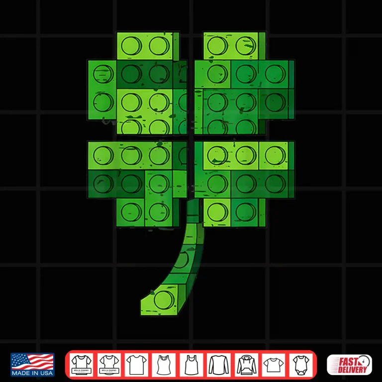 Design St Patricks Day Shamrock Building Blocks Bricks Boys Kids Shirt