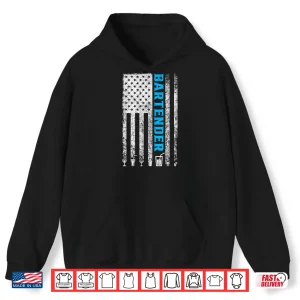 Hoodie Bartender American Flag 4Th Of July Vintage Funny Bartender Shirt