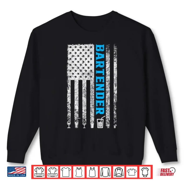 Sweatshirt Bartender American Flag 4Th Of July Vintage Funny Bartender Shirt