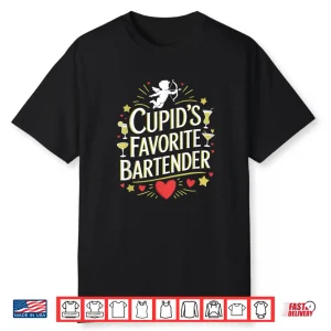 Cupids Favorite Bartender Funny Valentines Day Shirt