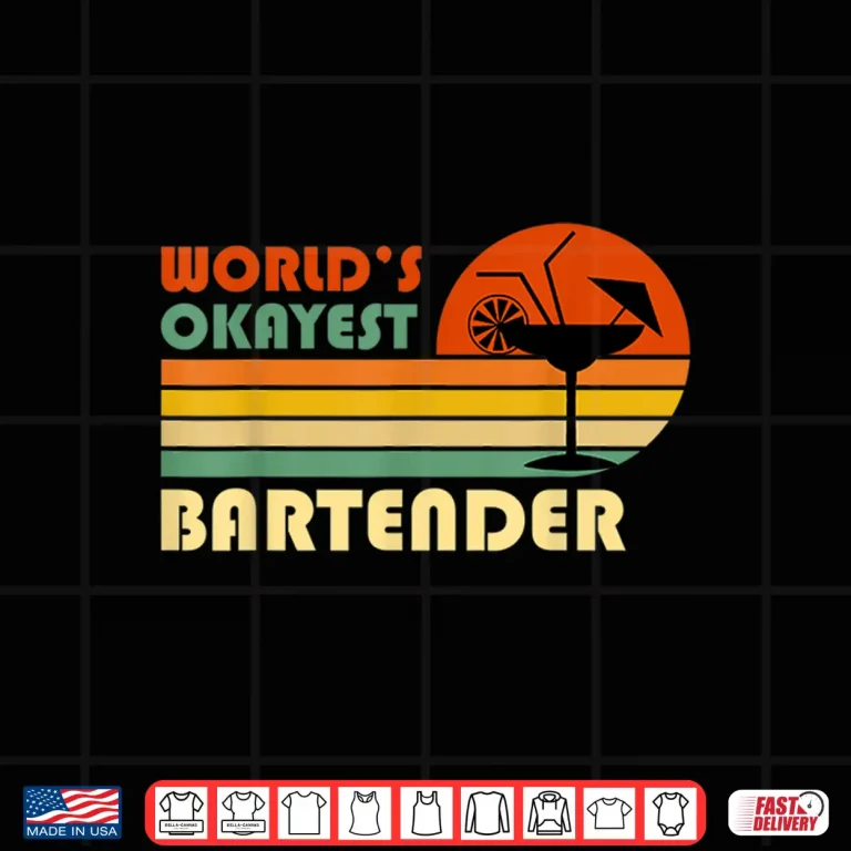 Design WorldS Okayest Bartender Funny Retro Vintage Gift Shirt