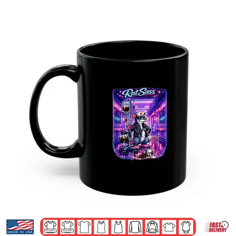 Mug Electric Nurse Coffee IV Cartoon Caffeine Addict Retro Rat Shirt