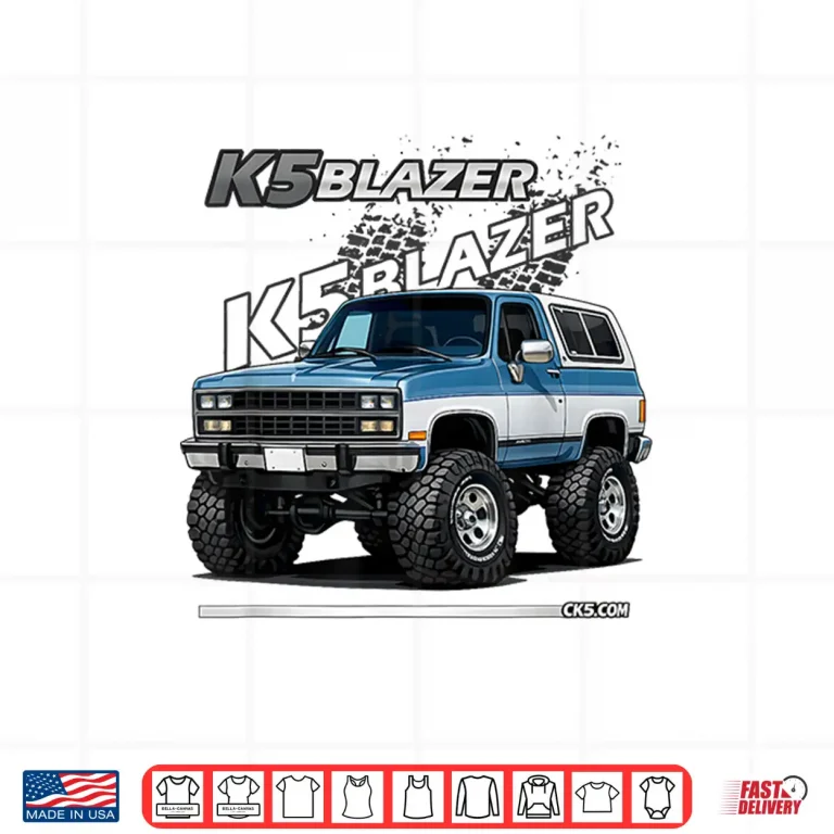 Design 1989 91 K5 Blazer Big Tires Cartoon Lifted Classic 4X4 Truck Shirt