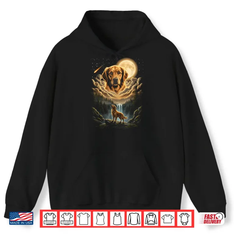 Hoodie Golden Retriever Howling To The Moon Funny Dog Vintage 90s Shirt