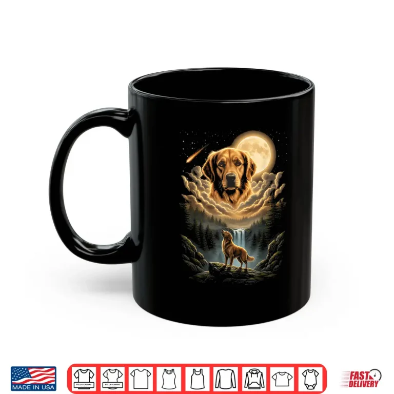 Mug Golden Retriever Howling To The Moon Funny Dog Vintage 90s Shirt
