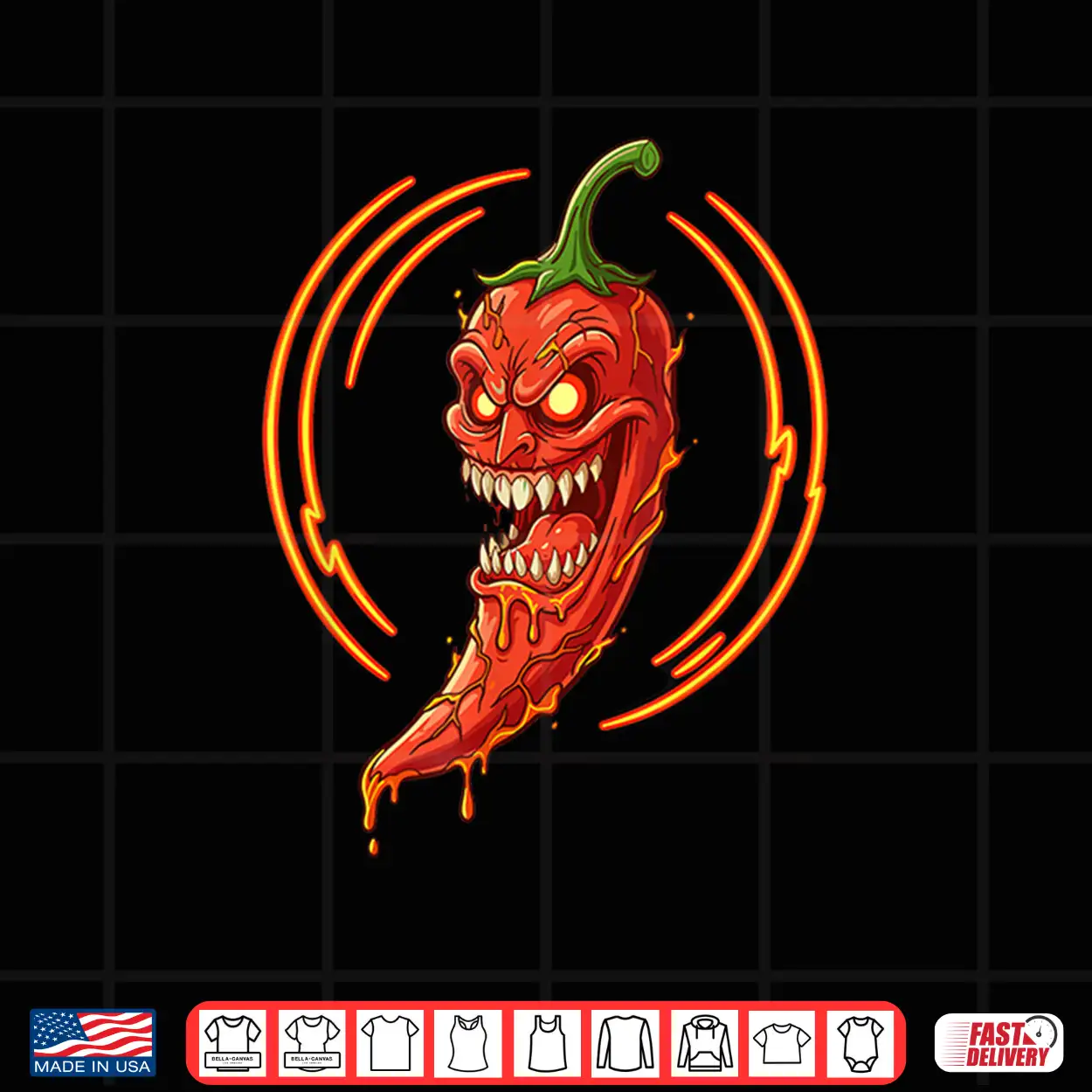 Fiery Evil Chili Pepper Mascot Spicy Heat Graphic Shirt Fiery Evil Chili Pepper Mascot Spicy Heat Graphic Shirt