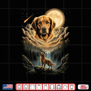 Design Golden Retriever Howling To The Moon Funny Dog Vintage 90s Shirt