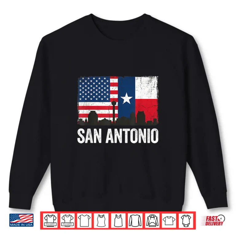 Sweatshirt San Antonio Texas Skyline Flag Graphic Design Shirt