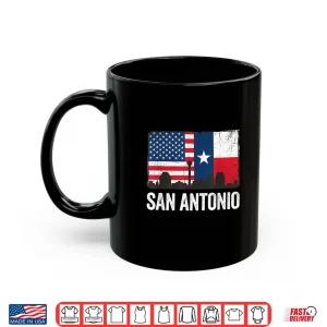 Mug San Antonio Texas Skyline Flag Graphic Design Shirt