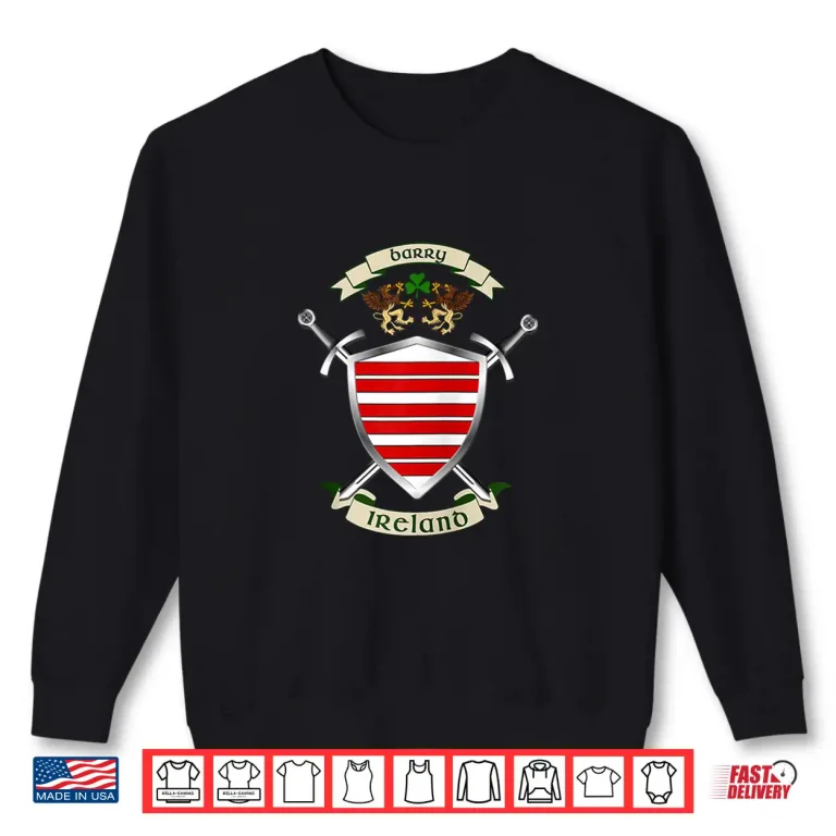 Sweatshirt Barry Irish Shield W Crossed Celtic Swords Back Shirt
