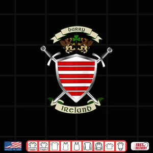 Design Barry Irish Shield W Crossed Celtic Swords Back Shirt