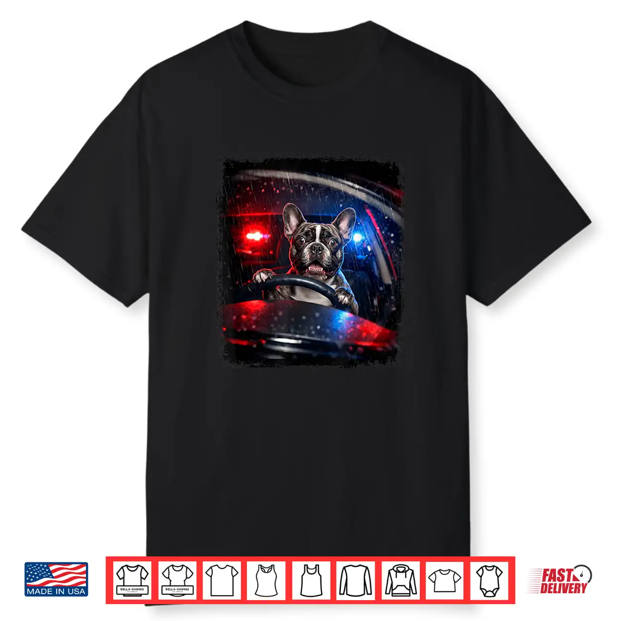 French Bulldog Police Dog Driving Car Funny Animal Shirt French Bulldog Police Dog Driving Car Funny Animal Shirt