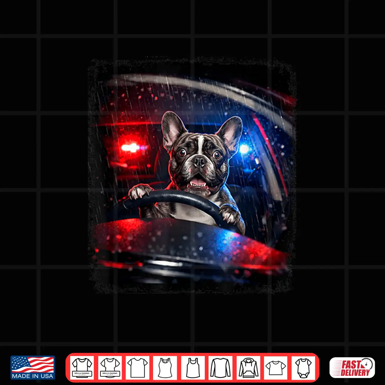 French Bulldog Police Dog Driving Car Funny Animal Shirt French Bulldog Police Dog Driving Car Funny Animal Shirt