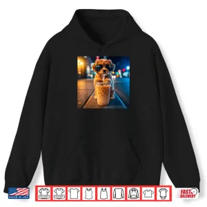 Hoodie Funny Goldendoodle Drinking Iced Coffee Animal Meme Shirt