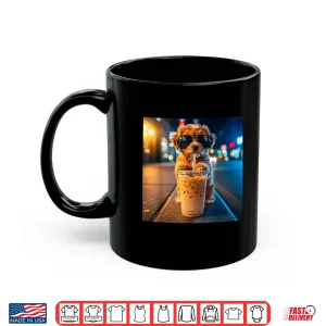 Mug Funny Goldendoodle Drinking Iced Coffee Animal Meme Shirt