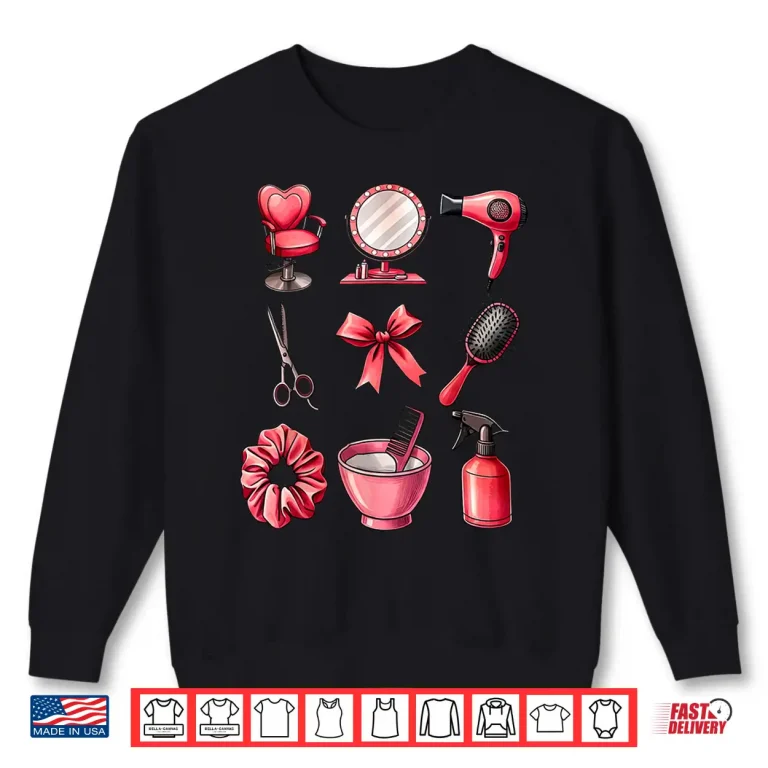 Sweatshirt Coquette Bow Valentine Hair Stylist Cosmetology Shirt