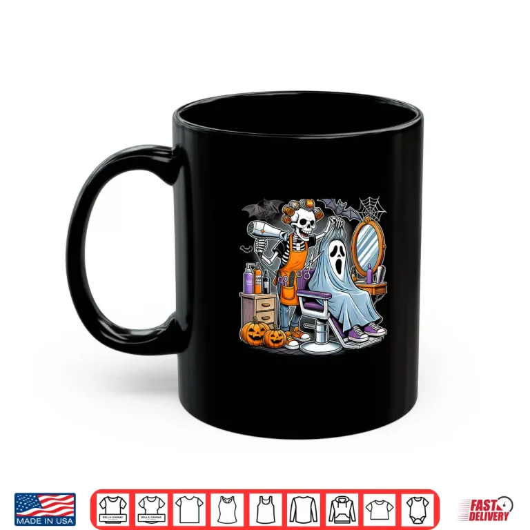 Mug Halloween Skeleton Hairdresser Hairstylist Graphic Shirt