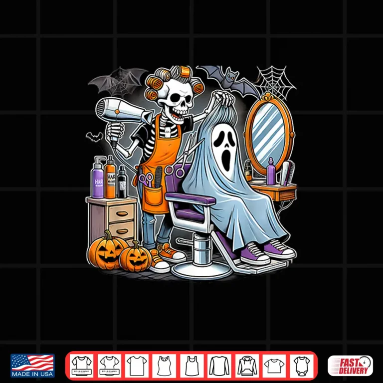 Design Halloween Skeleton Hairdresser Hairstylist Graphic Shirt