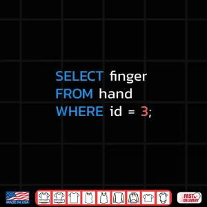 Design Select Finger From Hand Where Id 3 SQL Developer Shirt
