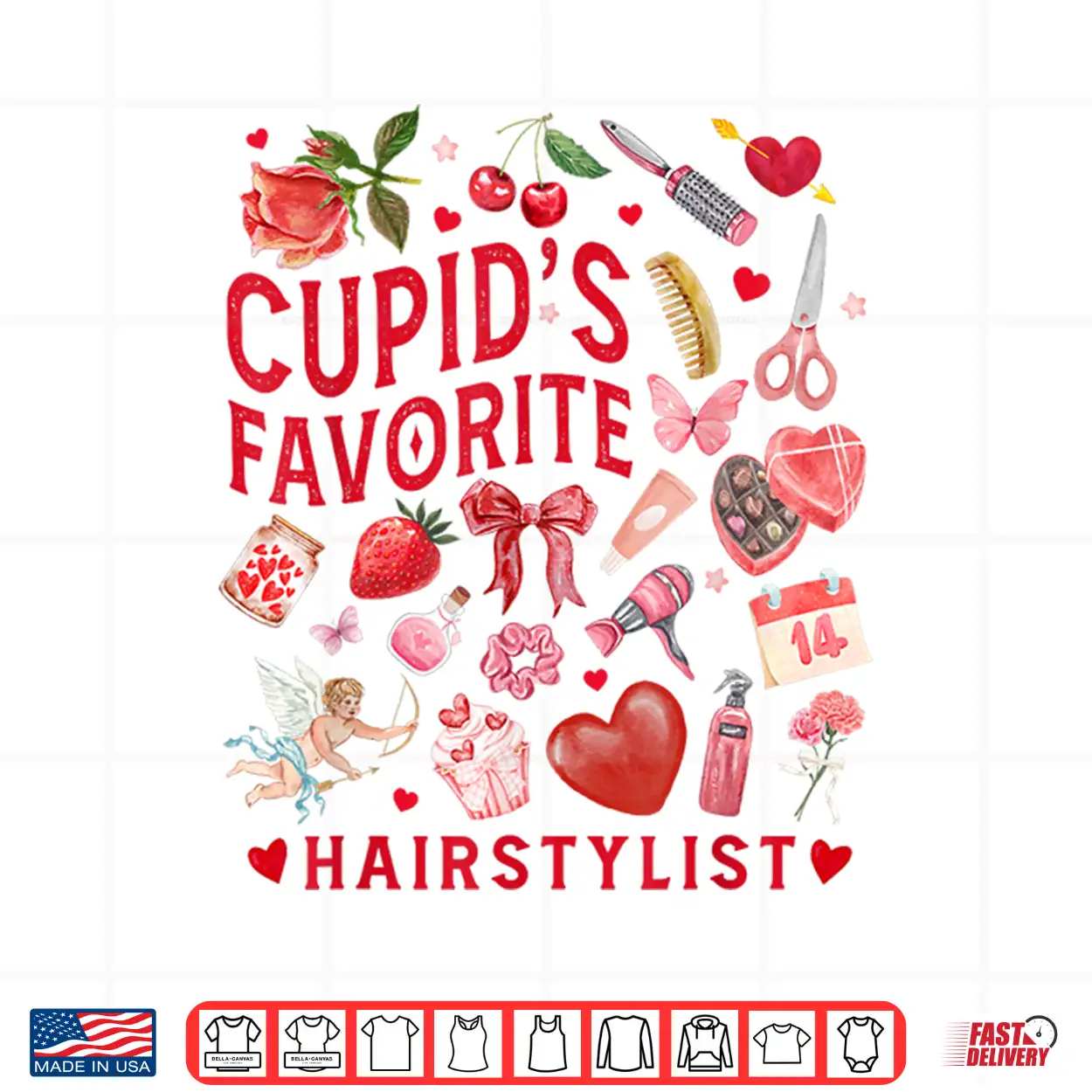 Cupids Hairstylist Valentines Day Beauty Hair Stylist Shirt Cupids Hairstylist Valentines Day Beauty Hair Stylist Shirt