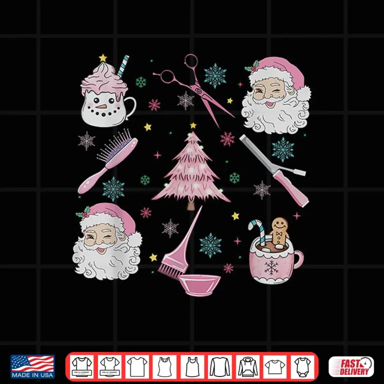 Design Retro Christmas Hairstylist Santa Coffee Latte Shirt