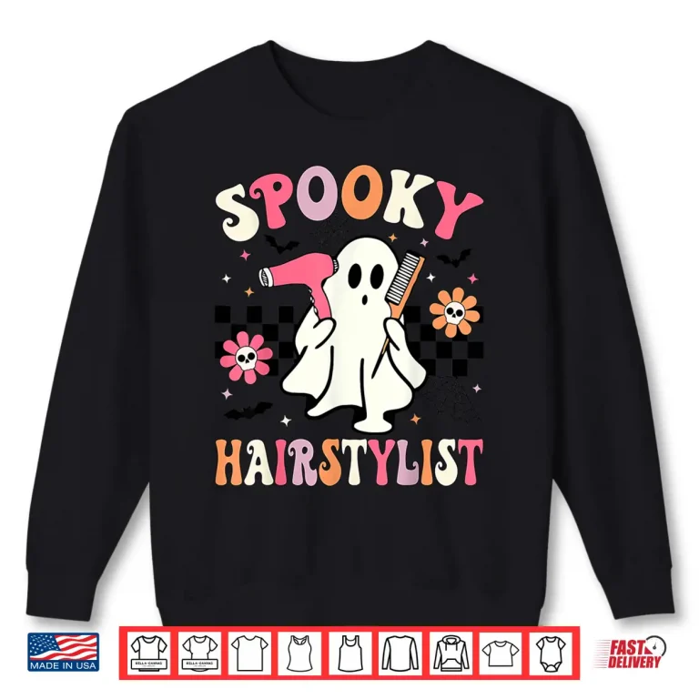 Sweatshirt Spooky Hairstylist Halloween Groovy Hairdresser Shirt