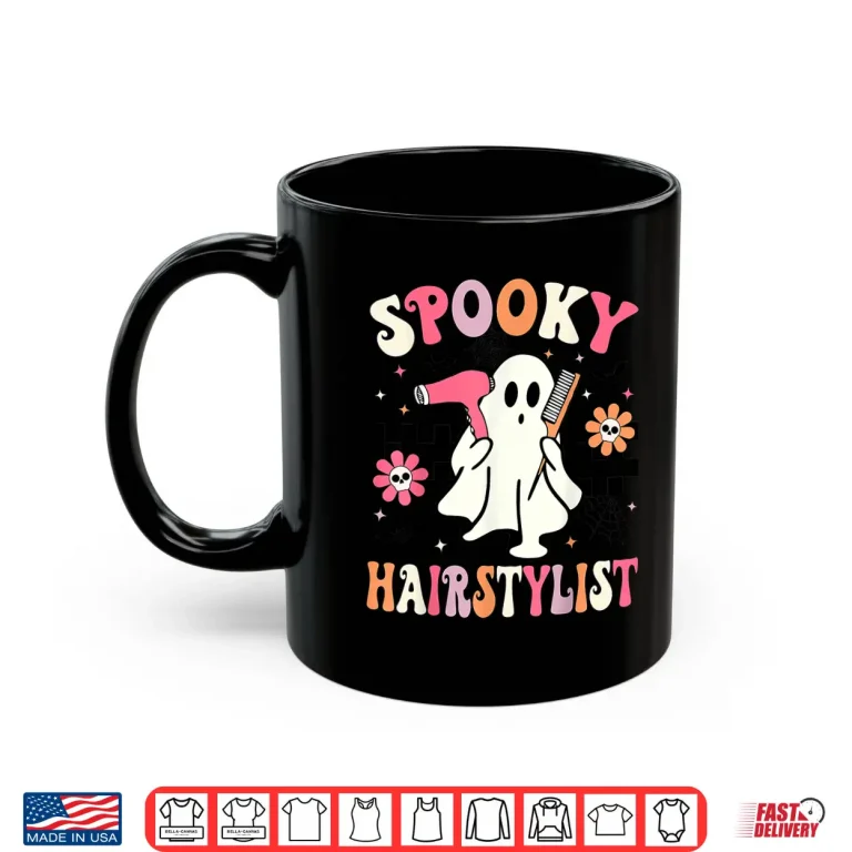 Mug Spooky Hairstylist Halloween Groovy Hairdresser Shirt