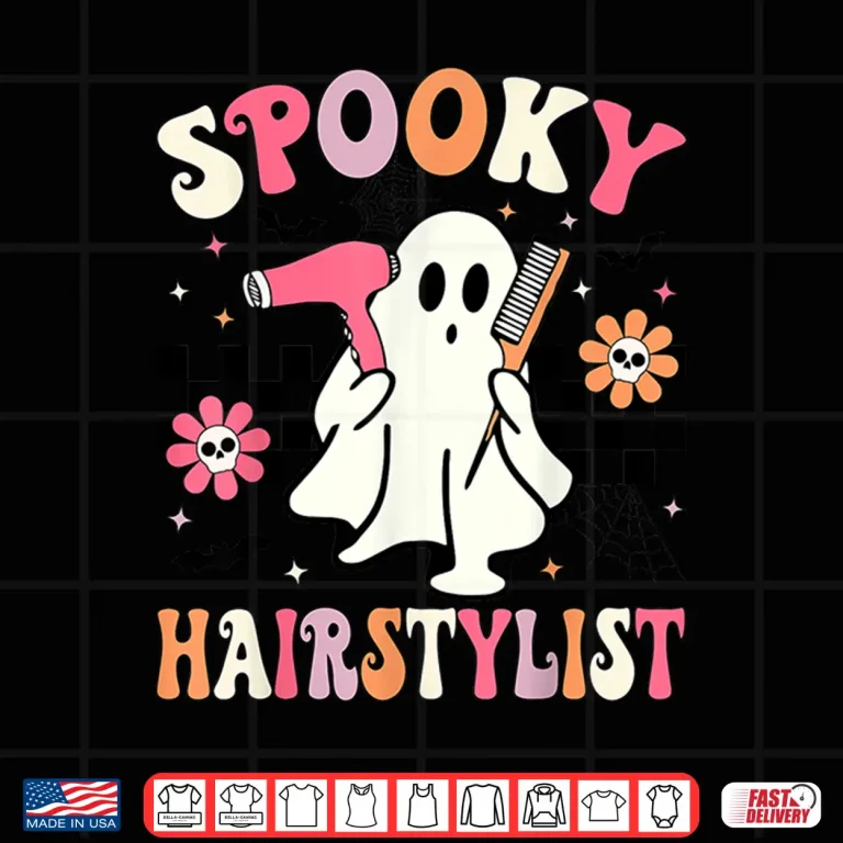 Design Spooky Hairstylist Halloween Groovy Hairdresser Shirt