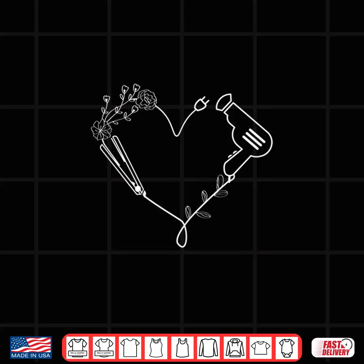 Womens Hairdresser Equipment Heart Flowers Stylist Shirt Womens Hairdresser Equipment Heart Flowers Stylist Shirt